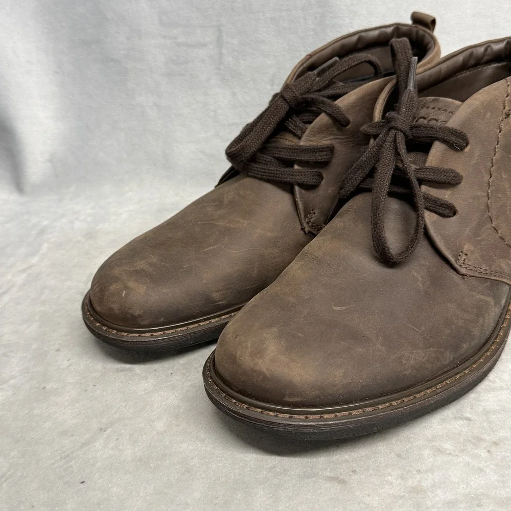 ECCO Boots Mens Size 8 Brown Leather Chukka GORE-TEX Waterproof‎ Comfort Casual